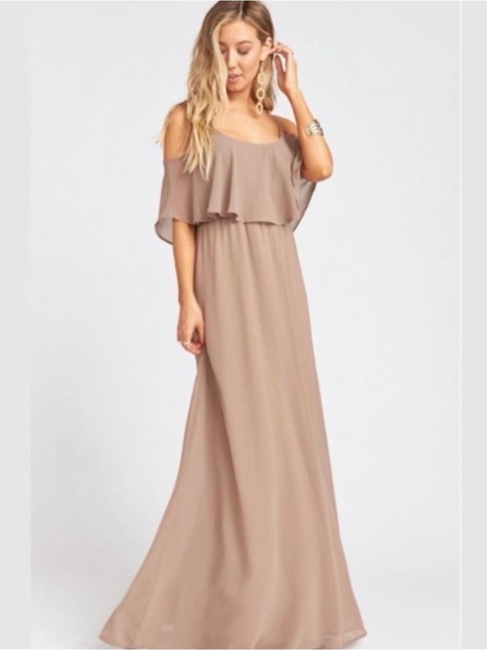 Show Me Your Mumu Caitlin Ruffle Maxi Dress “Show Me The Ring Crisp” NWT Small